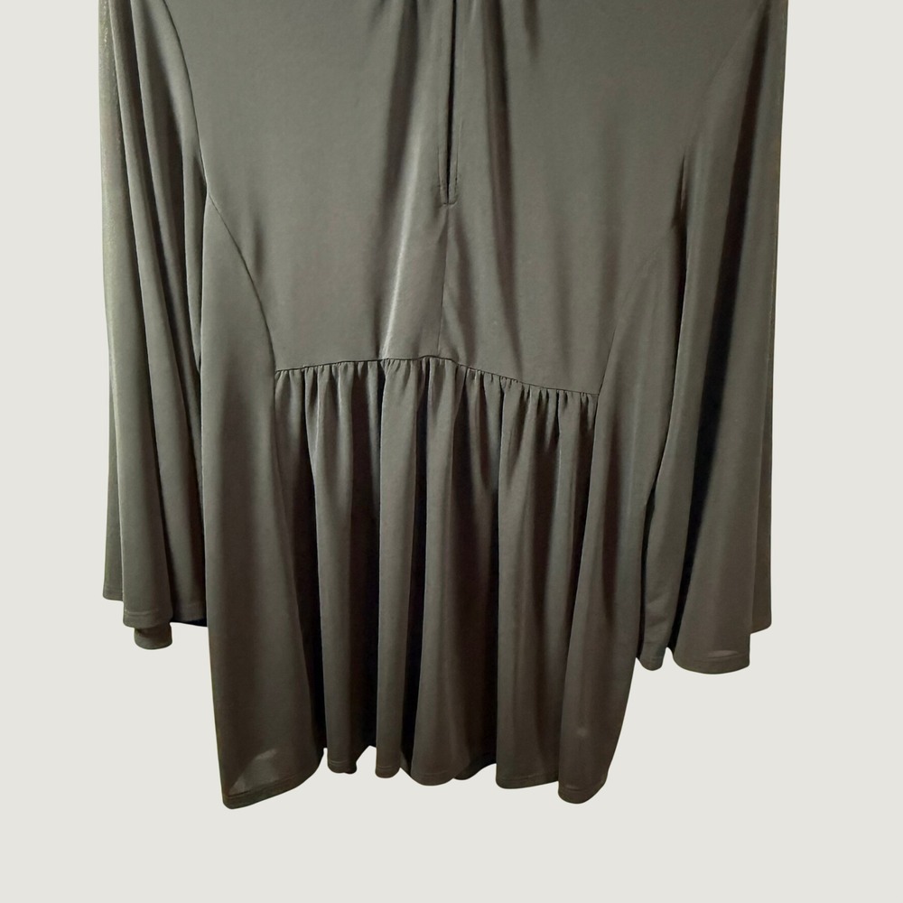 Ann Taylor Black Bell Sleeve Peplum Tunic Top Keyhole Neck Jersey Knit Small - Picture 8 of 9